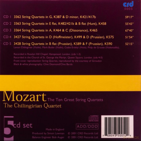 Chilingirian Quartet: Mozart: The Great String Quartets - Chilingirian Quartet [5CD]
