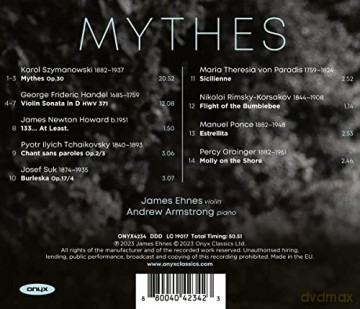 James Ehnes & Andrew Armstrong: Mythes: Szymanowski. Handel. Tchaikovsky. Suk. Rimsky-Korsakov. Ponce. Grainger. Newton Howard [CD]