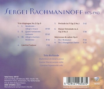 Trio Roverde: Rachmaninoff: Trio Elegiaque No. 2 Op. 9 [CD]