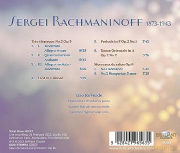 Trio Roverde: Rachmaninoff: Trio Elegiaque No. 2 Op. 9 [CD]