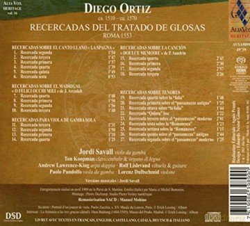 Savall Koopman: Recercadas Del Tratado De Glosas [CD]