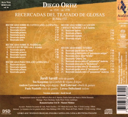Savall Koopman: Recercadas Del Tratado De Glosas [CD]