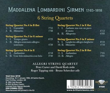 Allegri String Quartet: Sirmen: 6 String Quartets [CD]