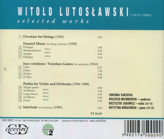 Michniewski/Jakowicz: Lutosławski Funeral Music,Partita,Gry [CD]