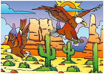 AIGLES AU Milieu DE Cactus - Tableau A COLORIER