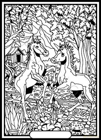 Deux POULAINS - Tableau A COLORIER