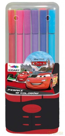 Pisaki w pudełku cienkie 12 kolorów CARS [KSIĄŻKA]