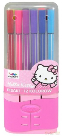 Pisaki w pudełku cienkie 12 kolorów Hello Kitty [KSIĄŻKA]