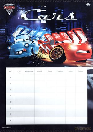 Plan lekcji ścienny Cars [KSIĄŻKA]