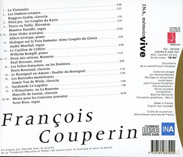 Enregistrements Historiques D'airs, De Pieces De Clavecin Et D' Orgue