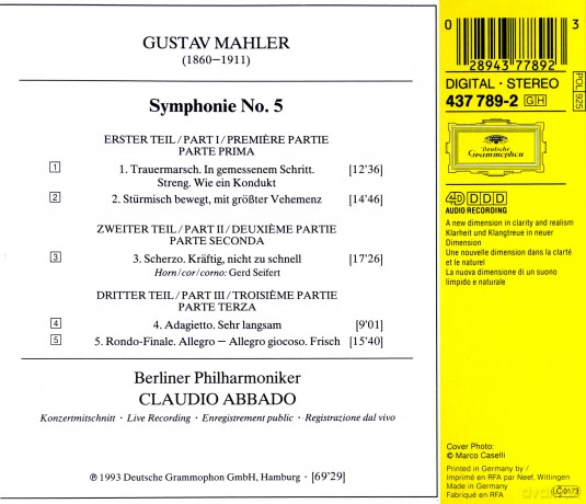 Abbado Bp: Mahler:Sym 5 [CD]