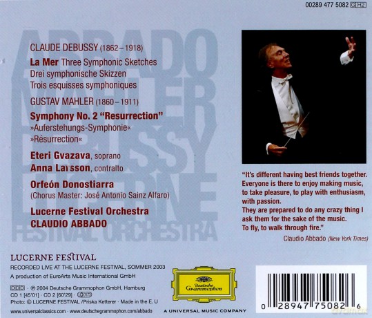 Claudio Abbado: Mahler:Symphony 2, Ravel:La Mer [2CD]