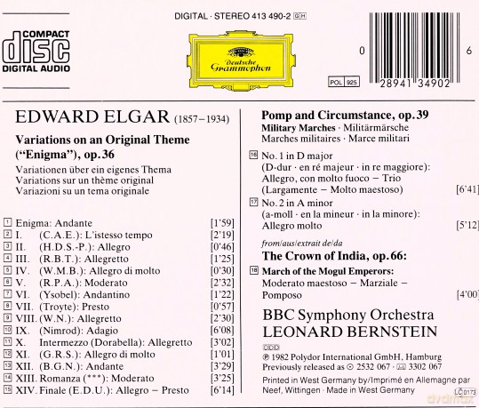 Leonard Bernstein: Elgar:Enigma-Variations [CD]