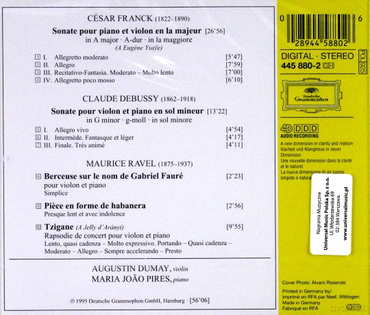 Dumay-Pires: Franck/Debussy - Violin Sonatas [CD]