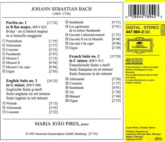 Pires: Bach; Partita N.1,Engl.Suite,Fran.Suite [CD]