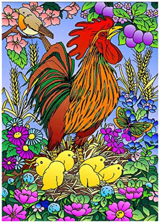 Le Coq ET Ses Poussins - Tableau A COLORIER