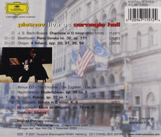 Mikhail Pletnev: Live At Carnegie Hall [2CD]
