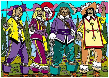 Les 4 Mousquetaires - Tableau A COLORIER