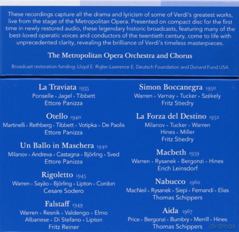 Verdi At The Met: Legendary Performances From The Metropolitan Opera [20CD]