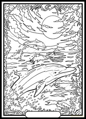Les Dauphins AU Crepuscule - Tableau A COLORIER