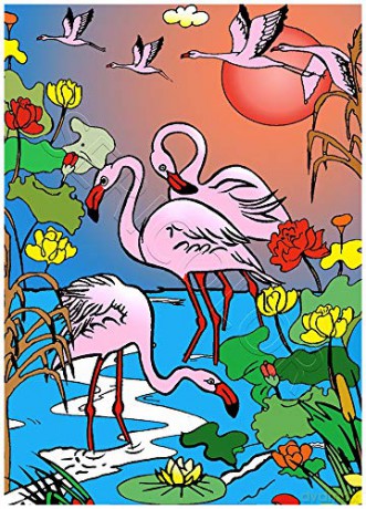 Les Flamants Roses - Tableau A COLORIER
