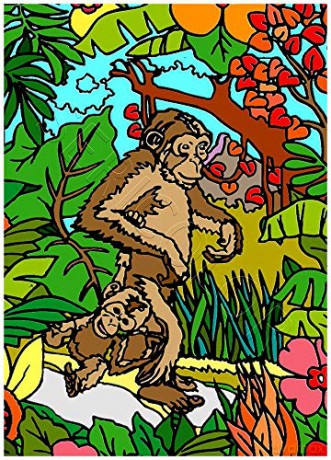Les SINGES - Tableau A COLORIER