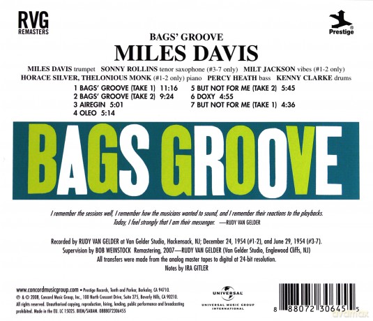 Miles Davis: Bag's Groove (RVG) [CD]