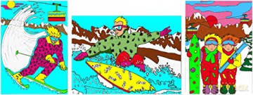 LOT DE 3 TABLEAUX VELOURS A COLORIER THEME SKI