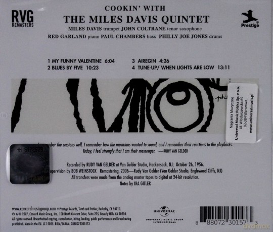 Miles Davis: Cookin' (Remasters) (RVG) [CD]