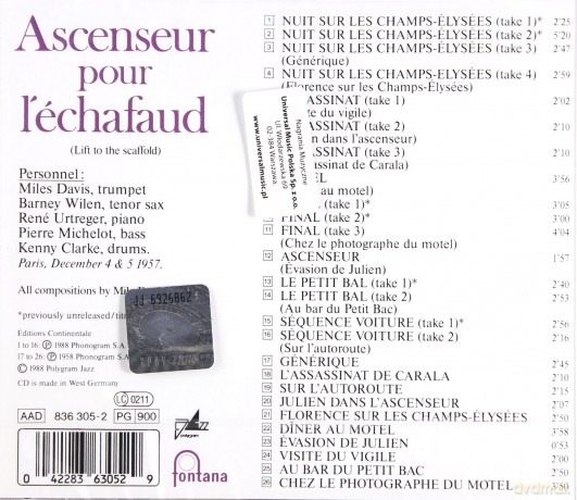L'ascenseur Pour L'Echafaud soundtrack (Windą Na Szafot) [CD]