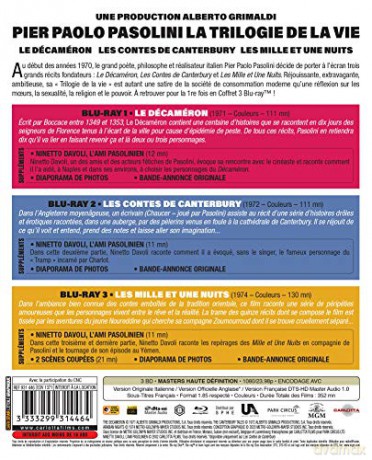Pier Paolo Pasolini - La Trilogie de la vie: The Decameron / The Canterbury Tales / Arabian Nights (Decameron / Opowieści kanterberyjskie / Kwiat tysiąca i jednej nocy) [3xBlu-Ray]