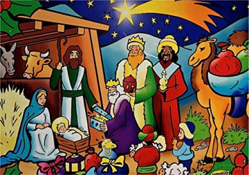 SERICOLOR Tableau a colorier en Relief Velours LA Creche