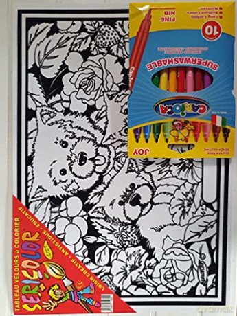 SERICOLOR Tableau a colorier en Relief Velours. 3 Chiots