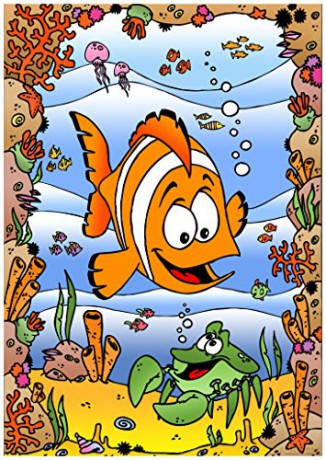 SERICOLOR Tableau a colorier en Relief Velours. Poisson Clown