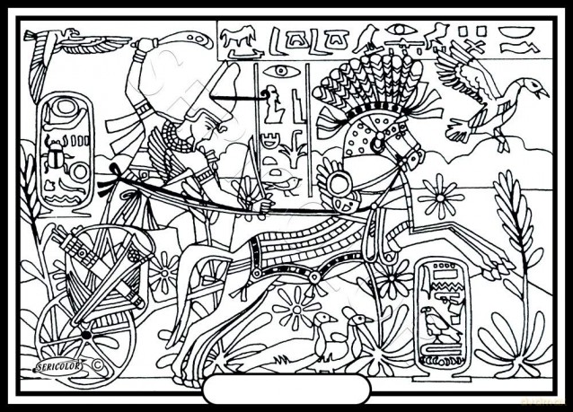 Un Char EGYPTIEN - Tableau A COLORIER