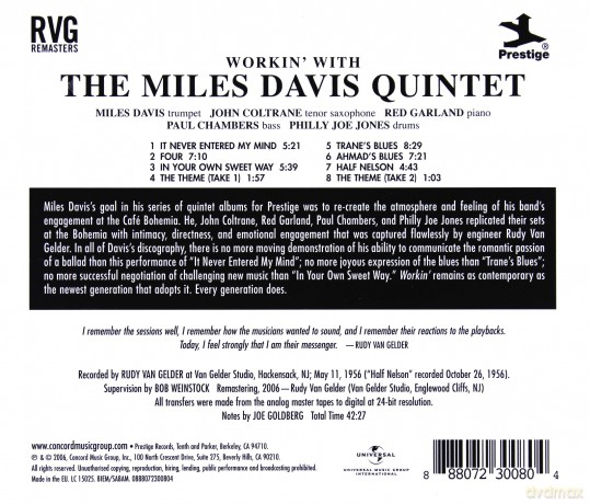 Miles Davis: Workin' (RVG) [CD]