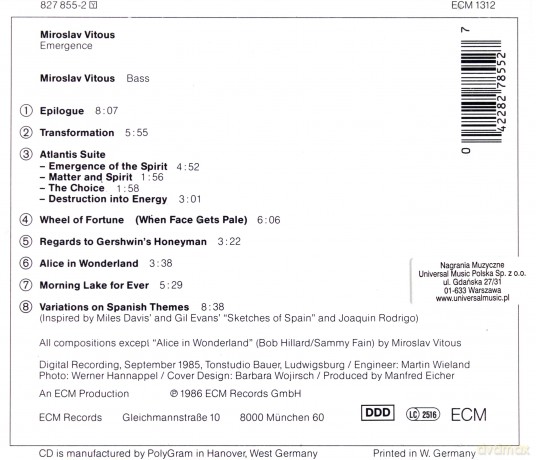 Miroslav Vitous: Emergence [CD]