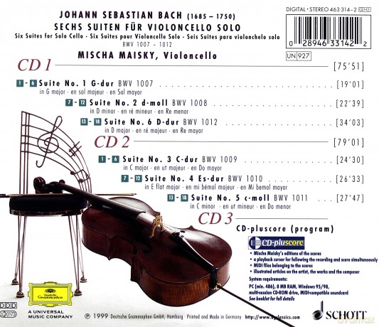 Mischa Maisky: 6 Cello Suiten [2CD]