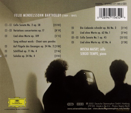 Mischa Maisky: Mendelssohn Cello Sonatas [CD]