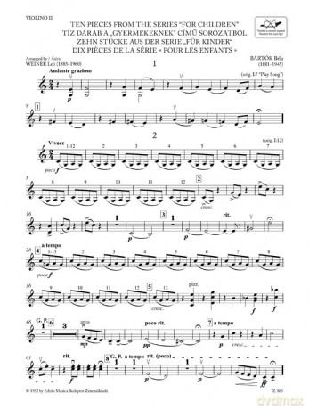 Ten Pieces From The Series For Children - B La Bart K [KSIĄŻKA]