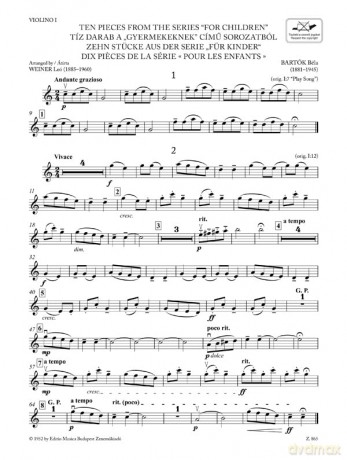 Ten Pieces From The Series For Children - B La Bart K [KSIĄŻKA]