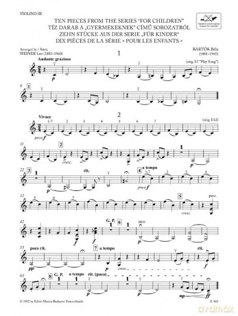 Ten Pieces From The Series For Children - B La Bart K [KSIĄŻKA]