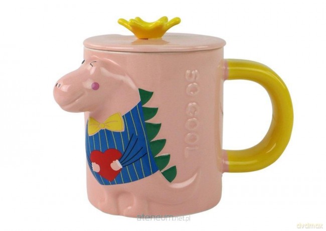 Kubek Różowy Dinozaur przykrywka 400ml