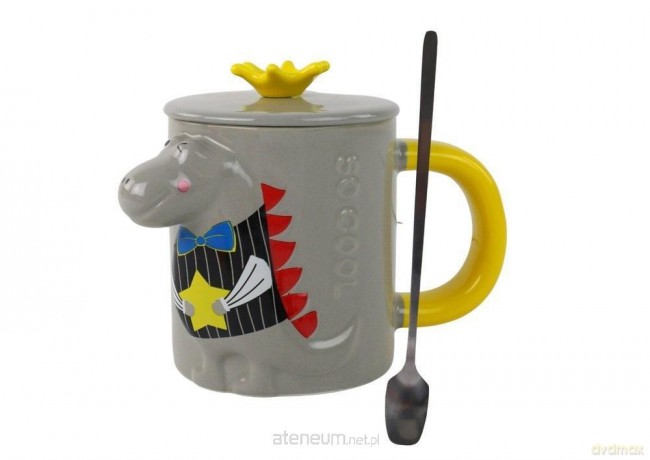 Kubek Szary Dinozaur przykrywka 400ml