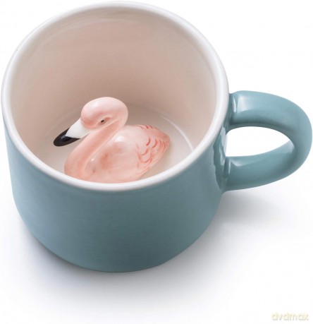 Kubek z flamingiem szary