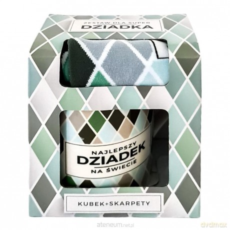 Kubek ze skarpetkami w romby- Najlepszy dziadek