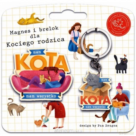 Zestaw magnes + brelok Kot