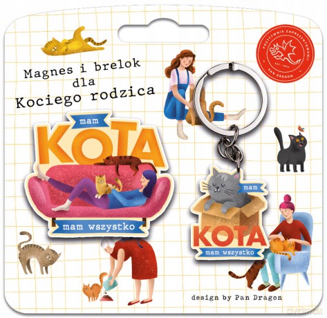 Zestaw magnes + brelok Kot
