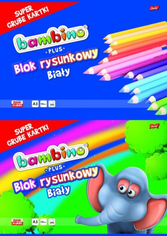 Blok rysunkowy A3 Bambino Plus 20 kartek 10 sztuk mix