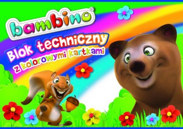 Blok techniczny A4 Bambino z kolorowymi kartkami 10 kartek